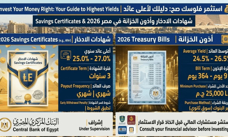 شهادات الادخار وأذون الخزانة في مصر 2026
