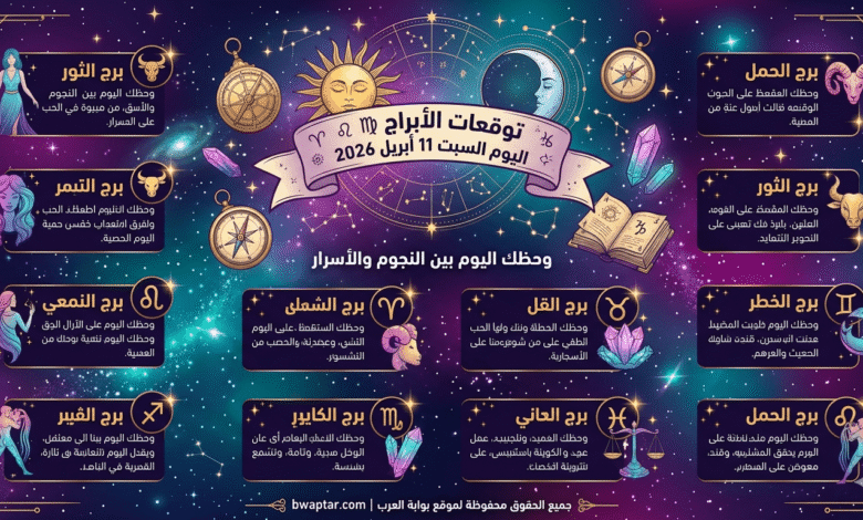 الأبراج اليوم السبت 11 أبريل 2026
