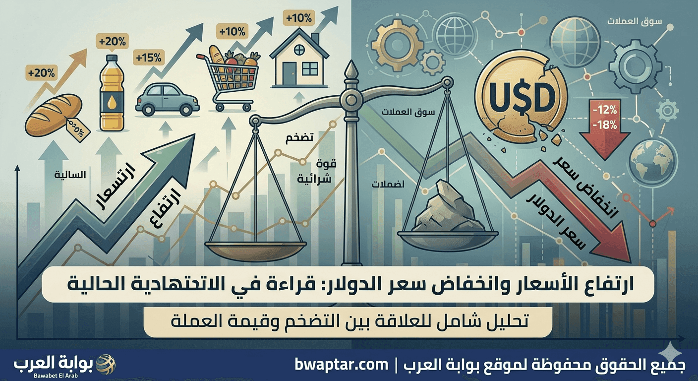 ارتفاع الأسعار وانخفاض سعر الدولار في مصر – رسم بياني للتضخم وسعر الصرف 2026