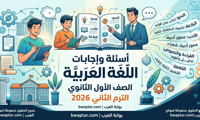 اللغة العربية للصف الأول الثانوي الترم الثاني 2026