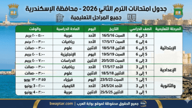 امتحانات الترم الثاني 2026 محافظة الإسكندرية
