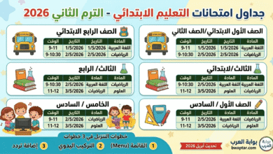 جداول امتحانات التعليم الابتدائي للترم الثاني 2026