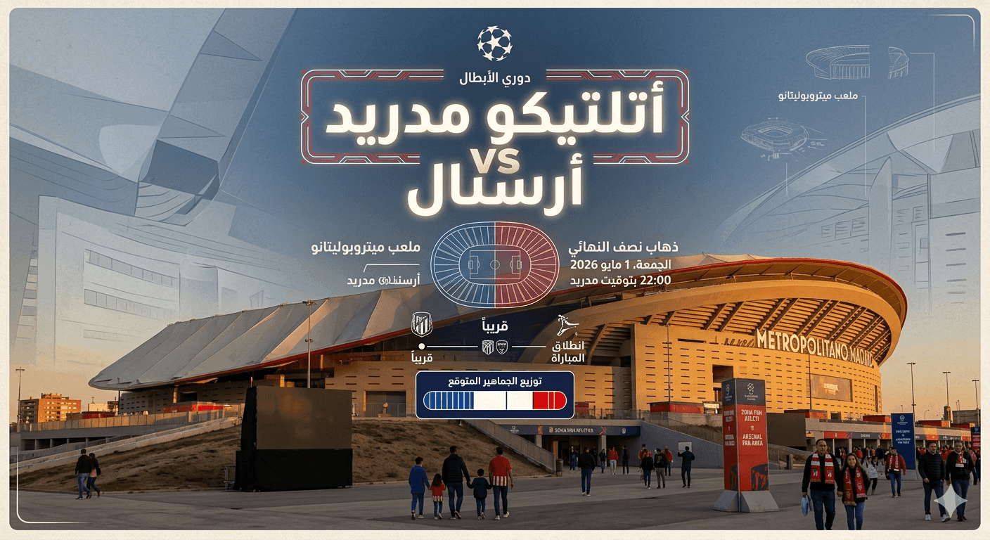 ملعب ميتروبوليتانو قبل مباراة أتلتيكو مدريد وأرسنال في دوري الأبطال