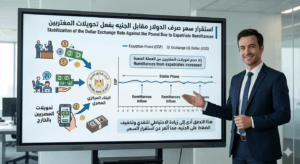 رسم بياني يوضح استقرار سعر صرف الدولار مقابل الجنيه بفعل تحويلات المغتربين