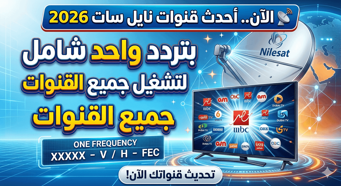 قنوات نايل سات 2026 بتردد واحد