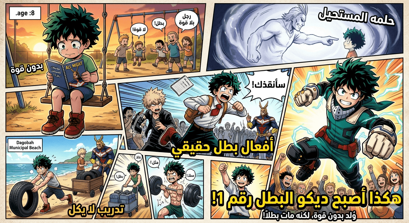 Izuku Midoriya بطلًا رغم أنه وُلد بدون قوة