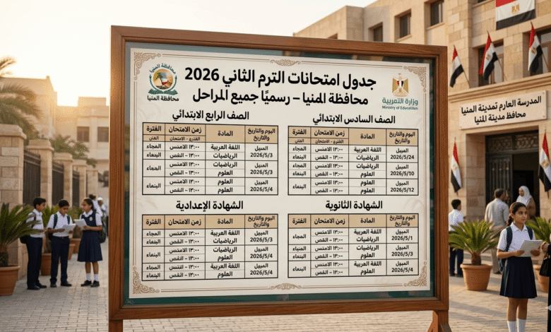 امتحانات الترم الثاني 2026 محافظة المنيا