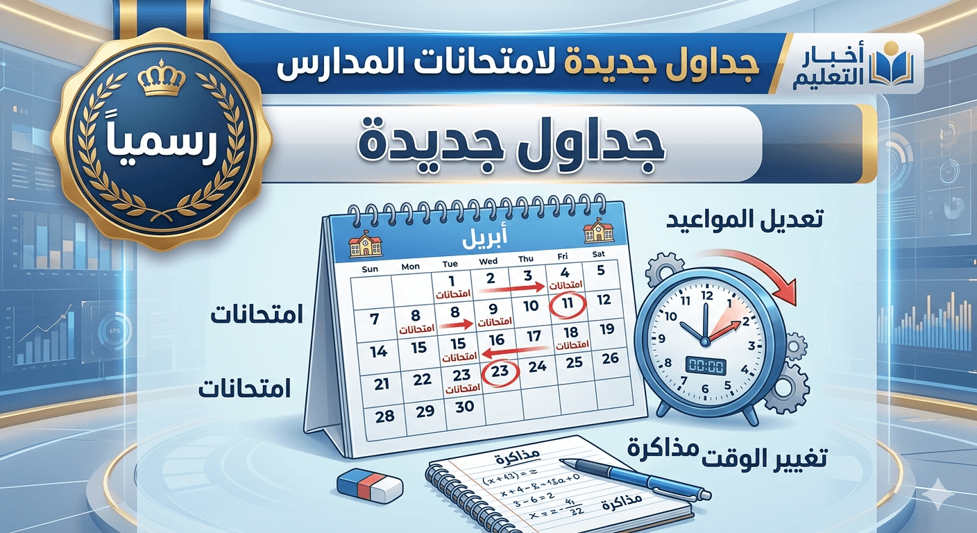 تعديل جداول امتحانات أبريل بسبب إجازة الخميس والمواعيد الجديدة