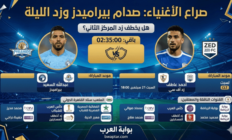 مباراة بيراميدز وزد الليلة