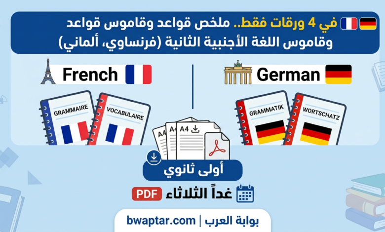 ملخص قواعد وقاموس اللغة الأجنبية الثانية