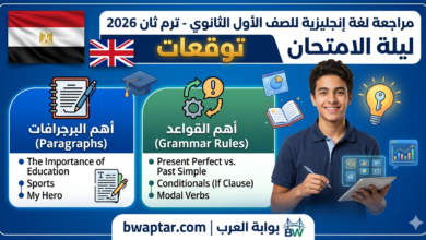 لغة إنجليزية للصف الأول الثانوي