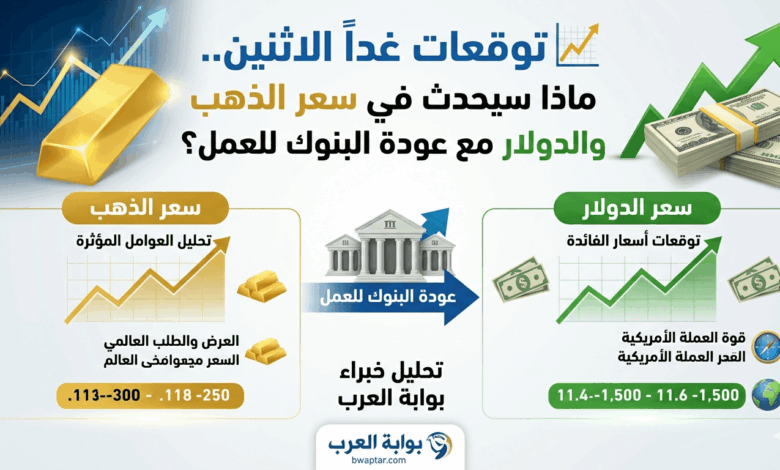 سعر الذهب والدولار مع عودة البنوك للعمل