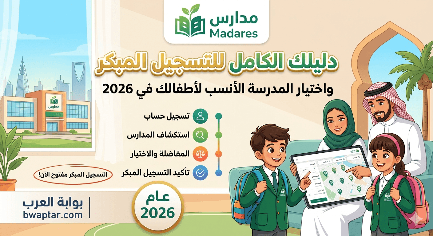 منصة مدارس السعودية للتسجيل المبكر 2026 دليل اختيار المدرسة