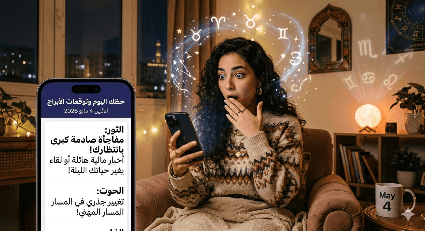 توقعات الأبراج وحظك اليوم الاثنين 4 مايو 2026 (مفاجآت صادمة)