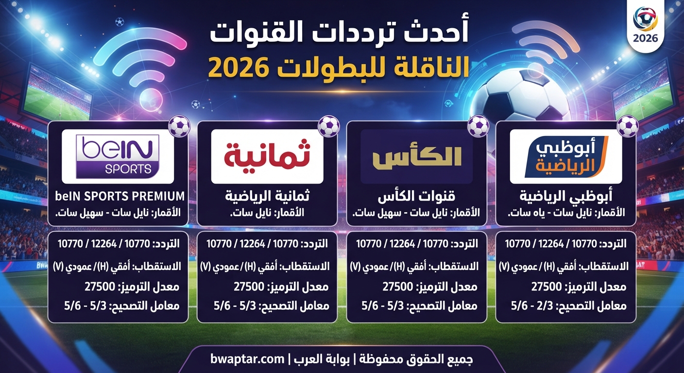 ترددات القنوات الرياضية 2026