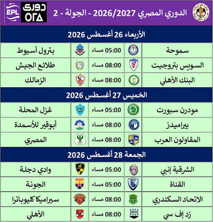 الجولة الثانية الدوري المصري