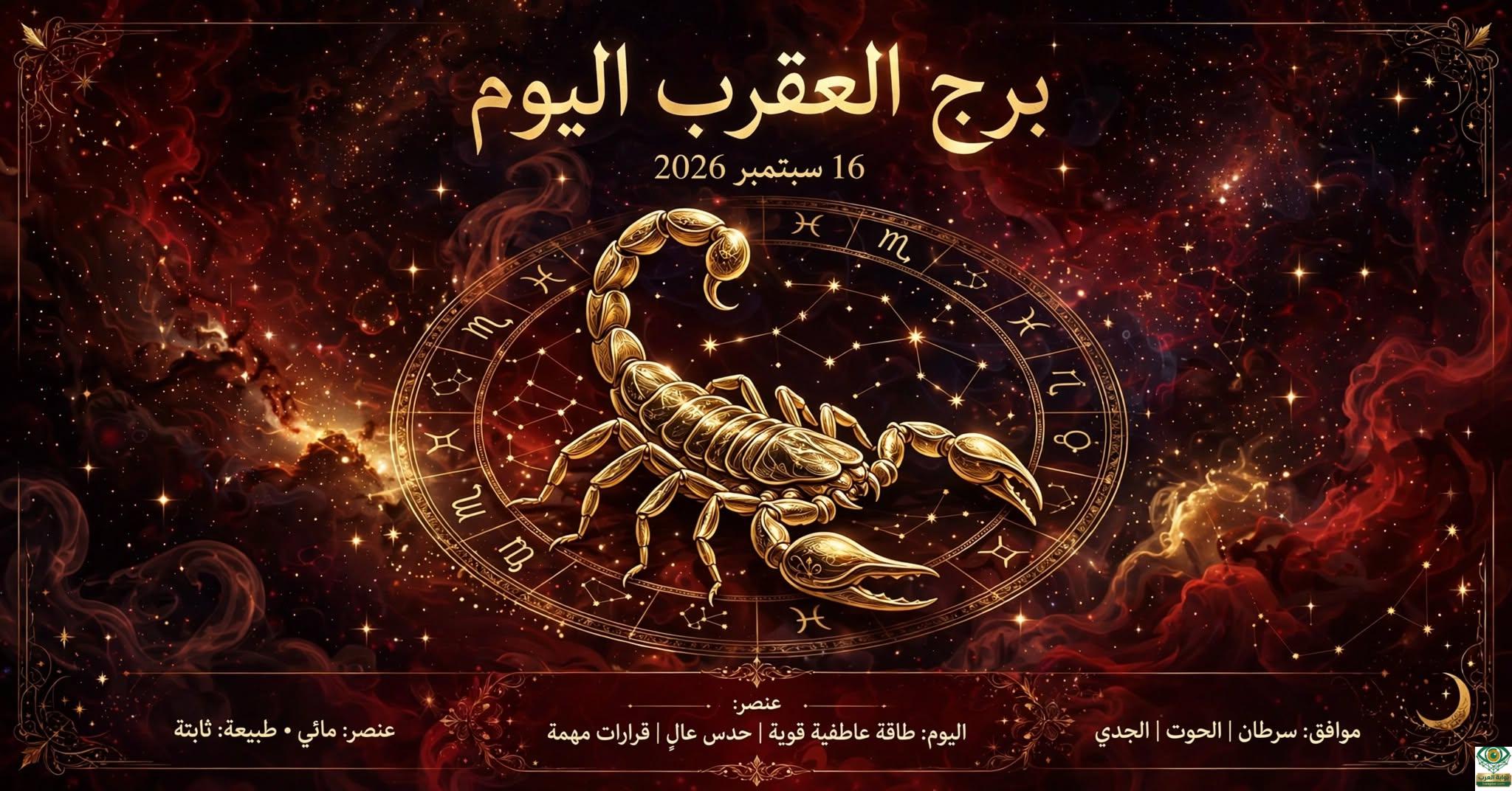 توقعات برج العقرب اليوم 16 سبتمبر 2026
