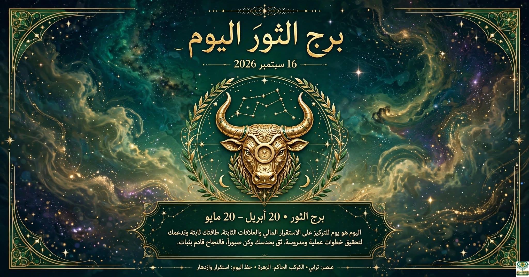 توقعات برج الثور اليوم الأربعاء 16 سبتمبر 2026